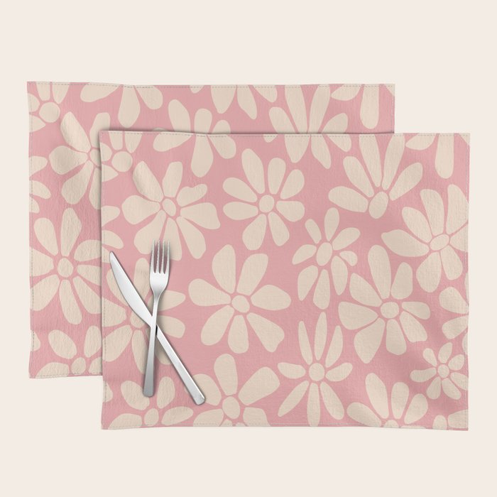 Retro Floral - Pink and Cream Placemat Gallery Image 1