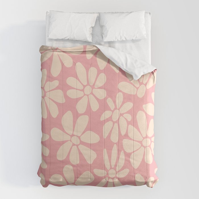 Retro Floral - Pink and Cream Comforter Gallery Image 1