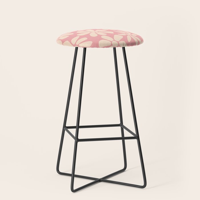 Retro Floral - Pink and Cream Stool Gallery Image 1