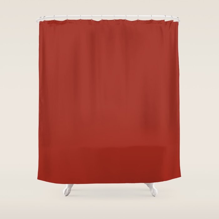 Cherry Red Solid Color Shower Curtain Gallery Image 1