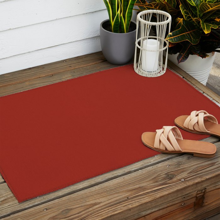 Cherry Red Solid Color Outdoor Rug Gallery Image 2