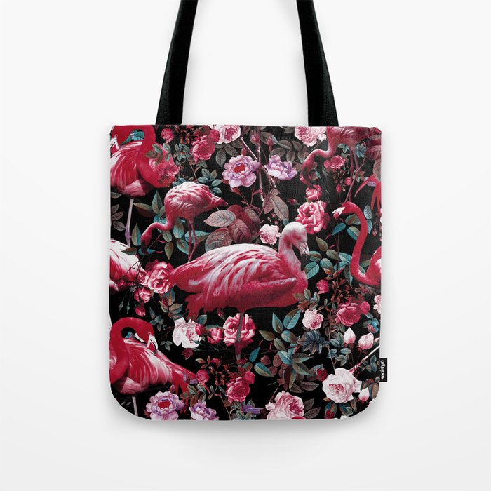 Floral and Flamingo VIII pattern Tote Bag Gallery Image 1