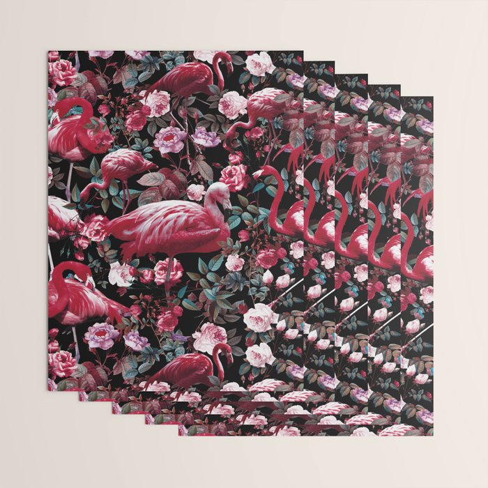 Floral and Flamingo VIII pattern Wrapping Paper Gallery Image 3