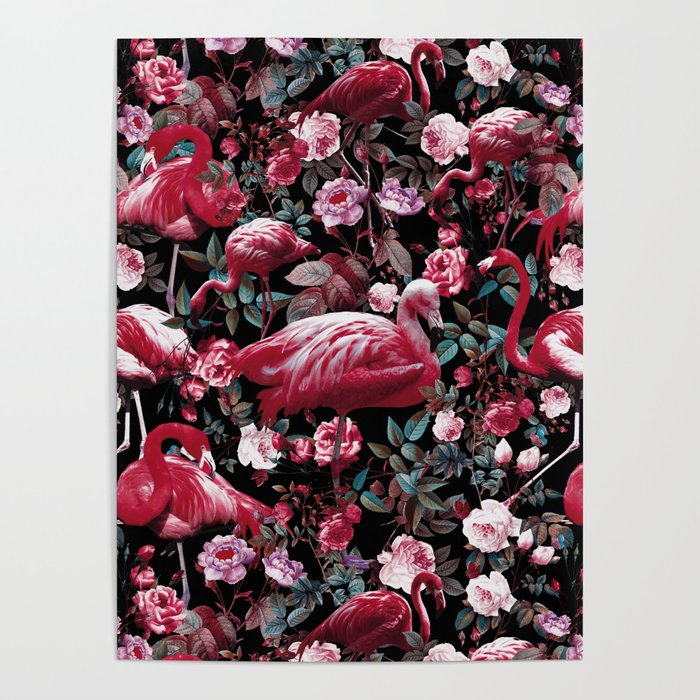 Floral and Flamingo VIII pattern Poster Gallery Image 1