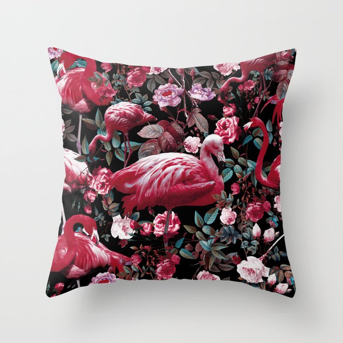 Floral and Flamingo VIII pattern Throw Pillow Gallery Image 6
