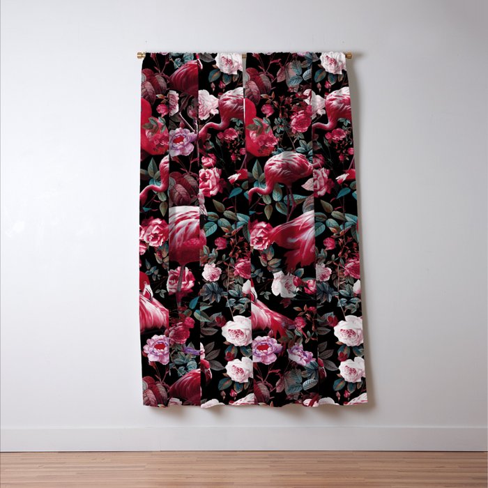 Floral and Flamingo VIII pattern Window Curtain Gallery Image 3