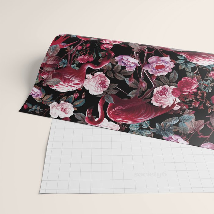 Floral and Flamingo VIII pattern Wrapping Paper Gallery Image 2