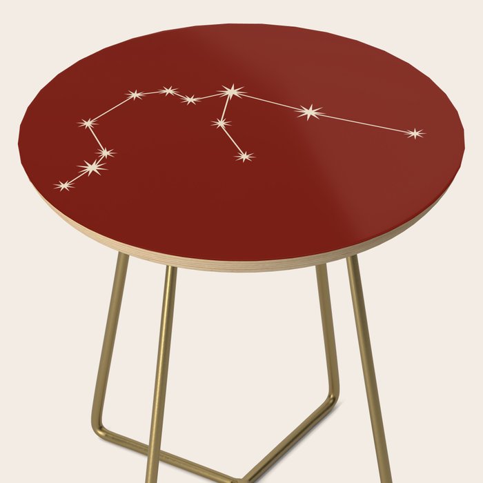 Aquarius Zodiac Star Constellation Line Art Ruby Red Side Table Gallery Image 2