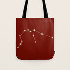 Aquarius Zodiac Star Constellation Line Art Ruby Red Tote Bag Gallery Image 1