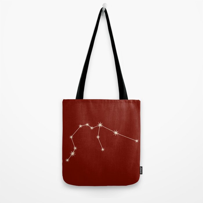 Aquarius Zodiac Star Constellation Line Art Ruby Red Tote Bag Gallery Image 2