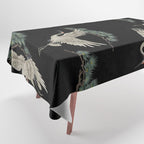 Asian Crane on Black Japanese Woodblock Art Tablecloth Gallery Image 1