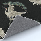 Asian Crane on Black Japanese Woodblock Art Rug Gallery Image 4