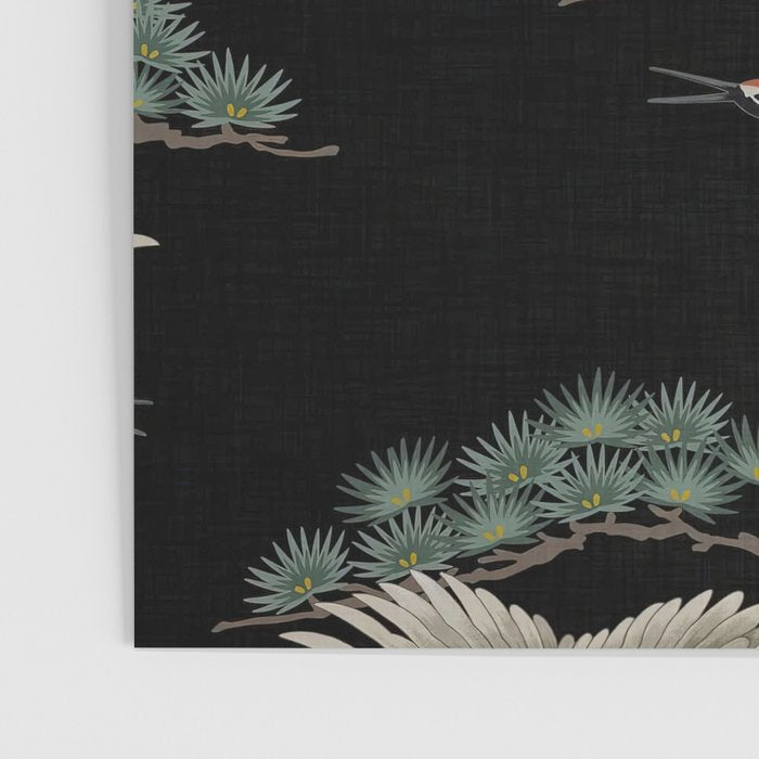 Asian Crane on Black Japanese Woodblock Art Poster Gallery Image 3