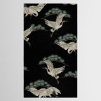 Asian Crane on Black Japanese Woodblock Art Tablecloth Gallery Image 2