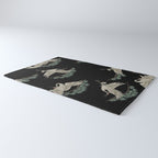 Asian Crane on Black Japanese Woodblock Art Rug Gallery Image 3