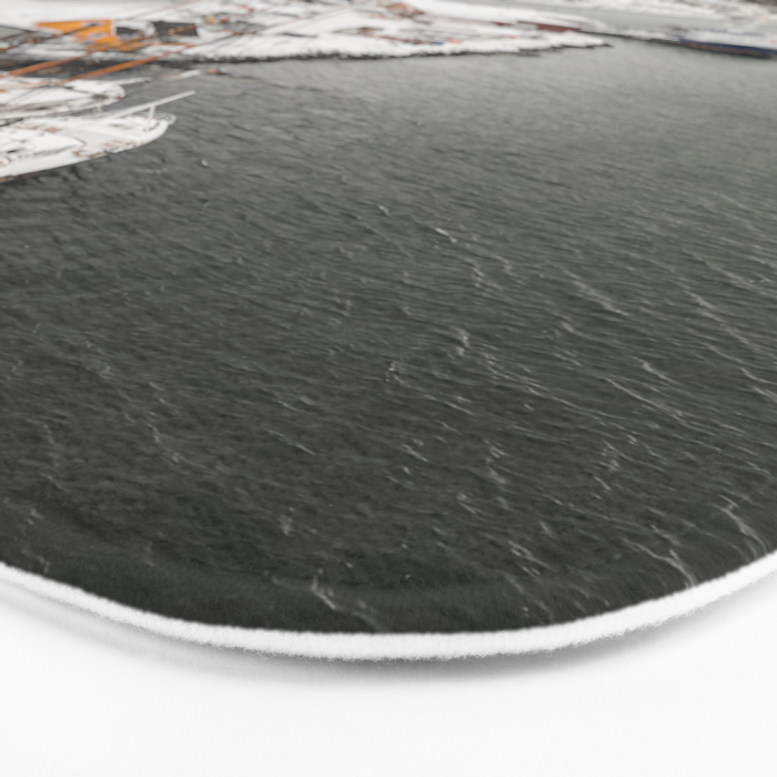 Harbor In Norway Snow Photo | Winter In Norway Boats And Mountains Art Print | Travel Photography Bath Mat Gallery Image 3
