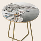 Harbor In Norway Snow Photo | Winter In Norway Boats And Mountains Art Print | Travel Photography Side Table Gallery Image 2
