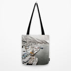 Harbor In Norway Snow Photo | Winter In Norway Boats And Mountains Art Print | Travel Photography Tote Bag Gallery Image 2
