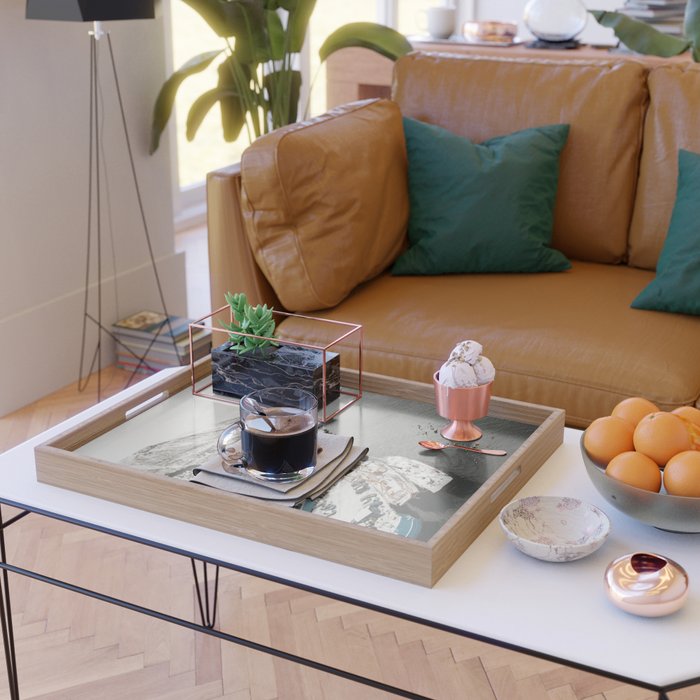 Harbor In Norway Snow Photo | Winter In Norway Boats And Mountains Art Print | Travel Photography Serving Tray Gallery Image 2