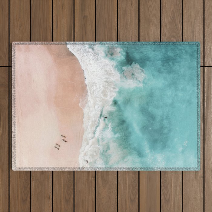 Pink Sand Beach Print Outdoor Rug Gallery Image 1
