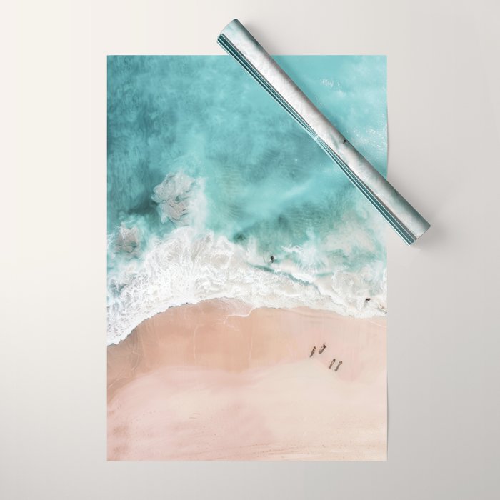 Pink Sand Beach Print Wrapping Paper Gallery Image 1