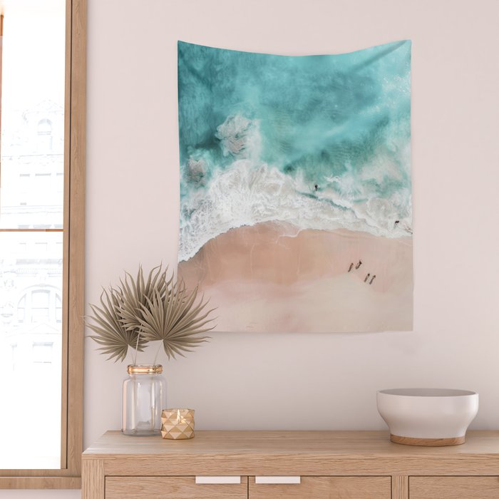 Pink Sand Beach Print Wall Tapestry Gallery Image 2