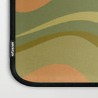 Modern Retro Liquid Swirl Abstract Pattern Square in Vintage Olive Green and Cantaloupe Orange Laptop Sleeve Gallery Image 3