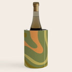 Modern Retro Liquid Swirl Abstract Pattern Square in Vintage Olive Green and Cantaloupe Orange Wine Chiller Gallery Image 1