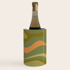 Modern Retro Liquid Swirl Abstract Pattern Square in Vintage Olive Green and Cantaloupe Orange Wine Chiller Gallery Image 2