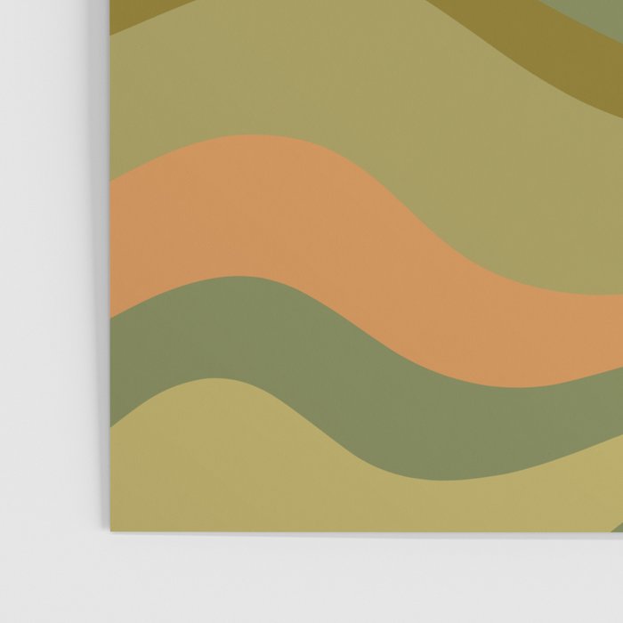 Modern Retro Liquid Swirl Abstract Pattern Square in Vintage Olive Green and Cantaloupe Orange Poster Gallery Image 3