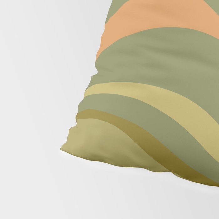 Modern Retro Liquid Swirl Abstract Pattern Square in Vintage Olive Green and Cantaloupe Orange Pillow Sham Gallery Image 4