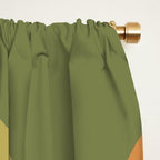 Modern Retro Liquid Swirl Abstract Pattern Square in Vintage Olive Green and Cantaloupe Orange Window Curtain Gallery Image 2