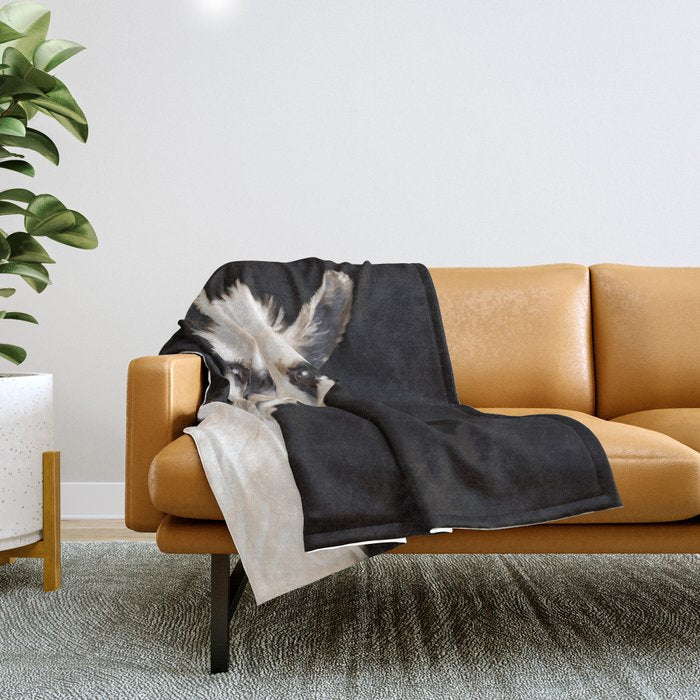Sneaky Llama in Black Throw Blanket Gallery Image 1