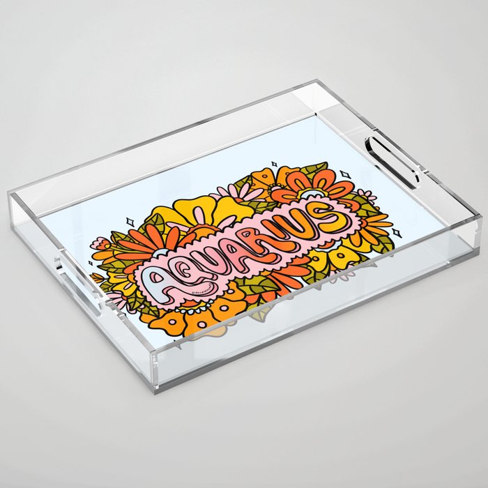 Aquarius Flowers Acrylic Tray Gallery Image 1