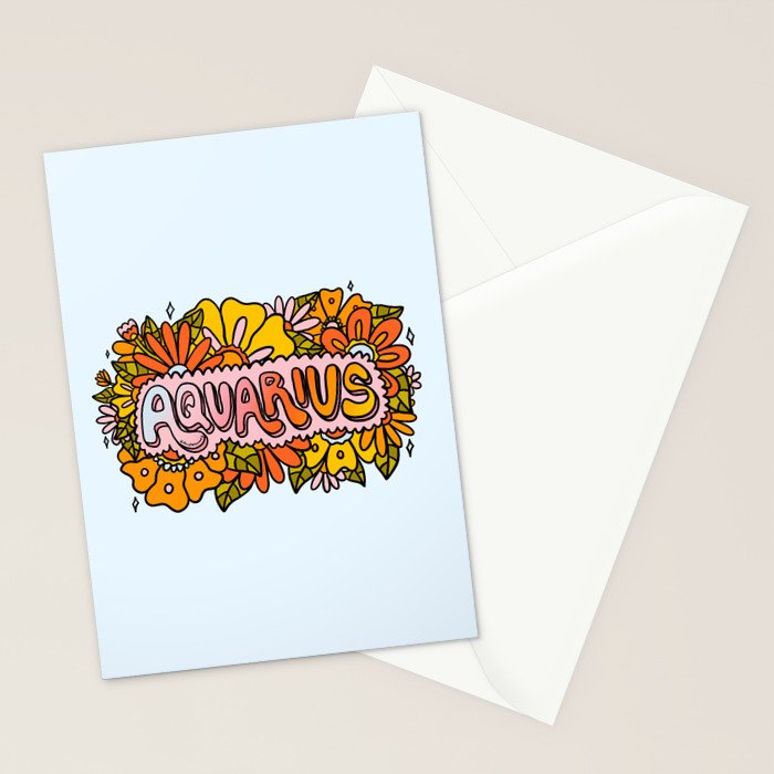 Aquarius Flowers Stationery Card Gallery Image 2