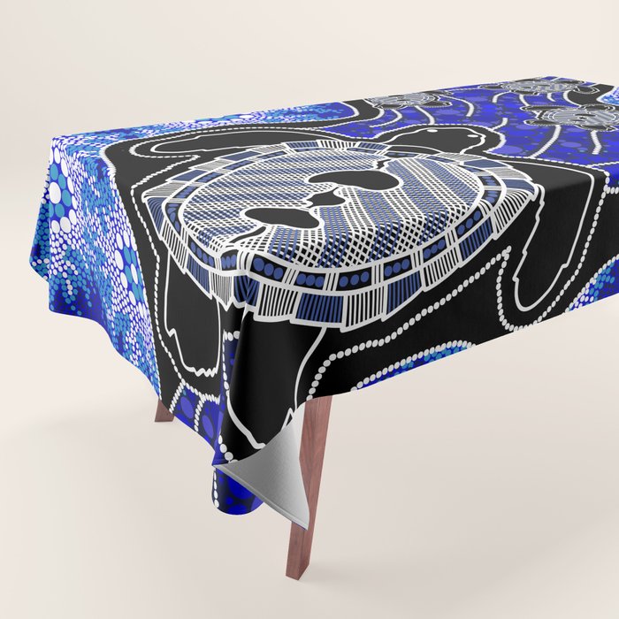 Authentic Aboriginal Art - Baby Sea Turtles Tablecloth Gallery Image 1
