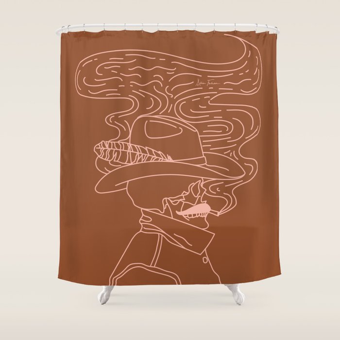 Love or Die Tryinâ - Cowhand - Rust & Peach Shower Curtain Gallery Image 1