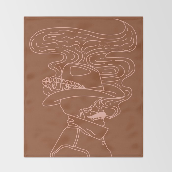 Love or Die Tryinâ - Cowhand - Rust & Peach Throw Blanket Gallery Image 2