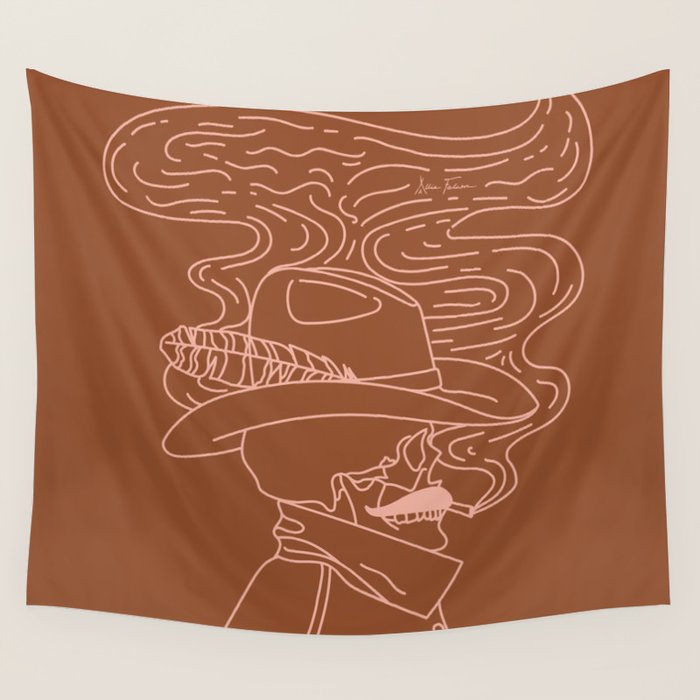 Love or Die Tryinâ - Cowhand - Rust & Peach Wall Tapestry Gallery Image 1