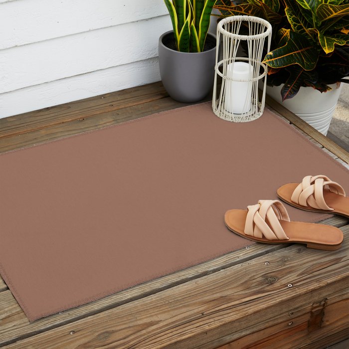 Mocha Brown Solid Color Outdoor Rug Gallery Image 2