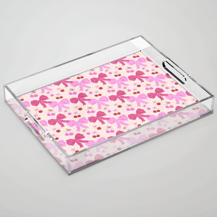 Striped Bows with Cherries  Acrylic Tray Gallery Image 1