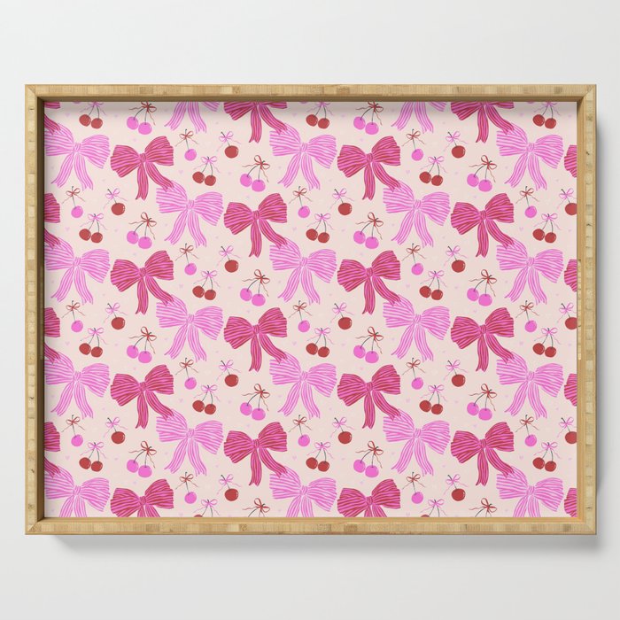 Striped Bows with Cherries  Serving Tray Gallery Image 1