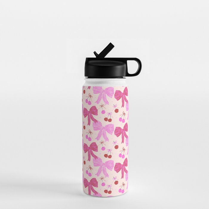 Striped Bows with Cherries  Water Bottle Gallery Image 1