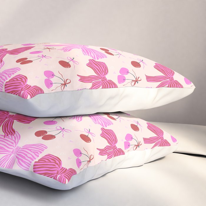Striped Bows with Cherries  Pillow Sham Gallery Image 3
