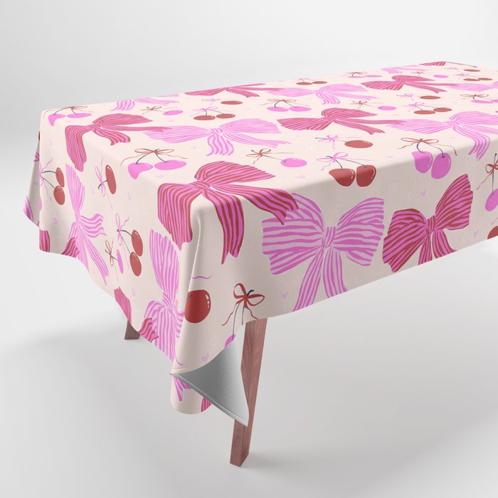 Striped Bows with Cherries  Tablecloth Gallery Image 1