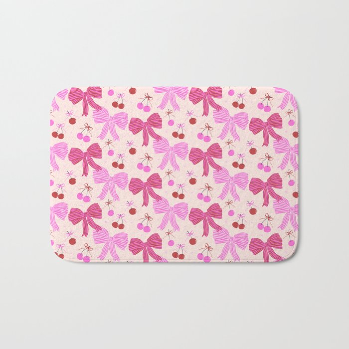 Striped Bows with Cherries  Bath Mat Gallery Image 1