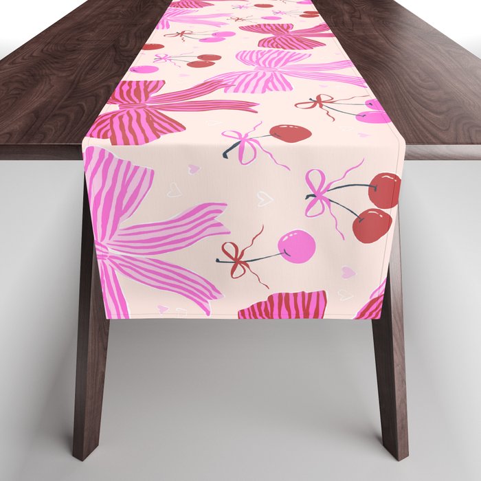 Striped Bows with Cherries  Table Runner Gallery Image 1