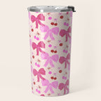 Striped Bows with Cherries  Travel Mug Gallery Image 2