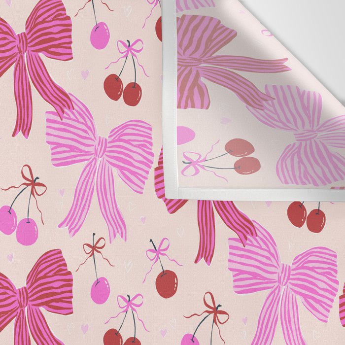 Striped Bows with Cherries  Wall Tapestry Gallery Image 3