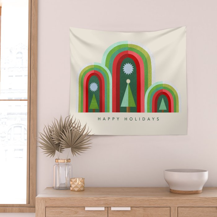 Rainbow Christmas Arches Wall Tapestry Gallery Image 2
